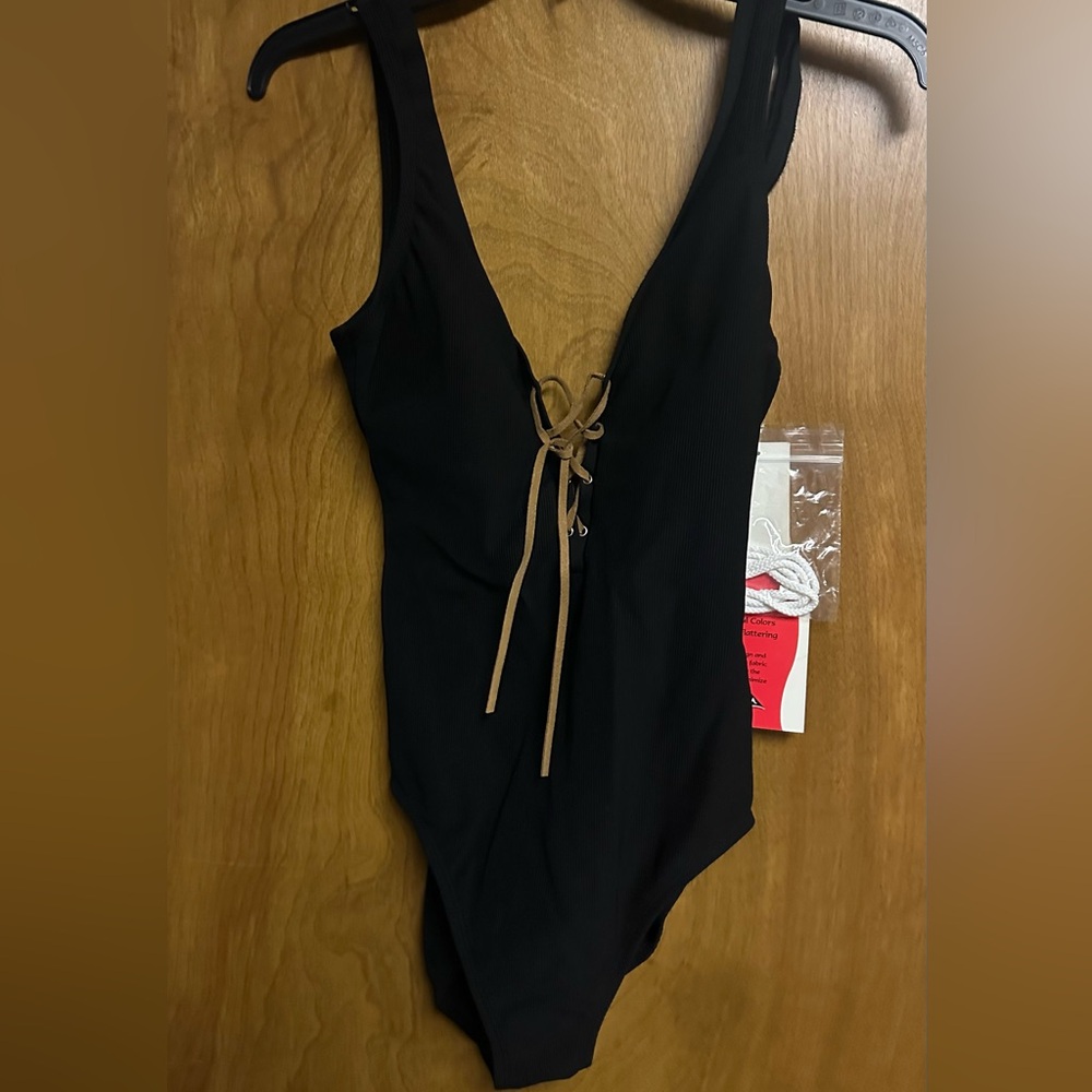 Cole of California Black Lace-Up Swimsuit NWT